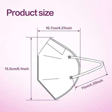 Miuphro KN95 Disposable Face Mask 25 Pack 5-Ply Breathable Safety Masks Against PM2.5
