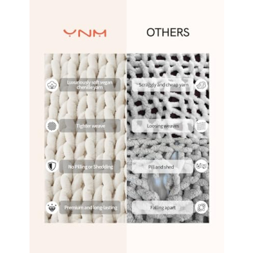 YnM Hand Knitted Chunky Chenille Throw Blanket