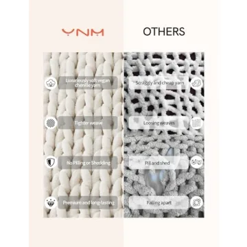 YnM Hand Knitted Chunky Chenille Throw Blanket