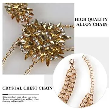 CROWN GUIDE Sexy Crystal Body Chain for Women Rave Accessories