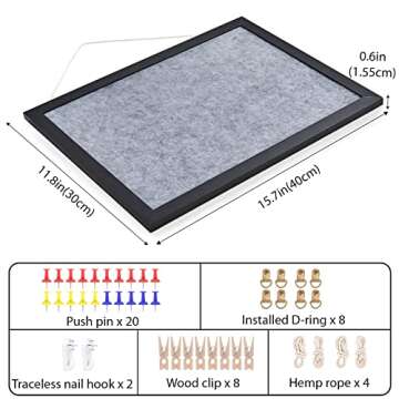 Sinor 2-Pack Bulletin Board Pin Board 15.7 x 11.8 Inch, Felt Hanging Display Small Boards with Wooden Frame for Walls, Message Vision Picture Cork Board for Home, School and Office -Black/White