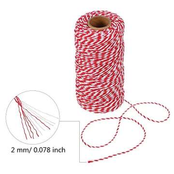 Bakers Twine Red and White, LaZimnInc Cotton Twine for Gardening, Decoration, Tying Cake and Pastry ...