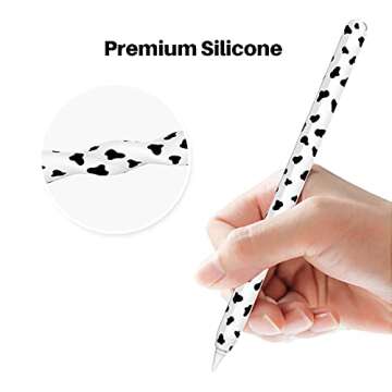 NIUTRENDZ Cow Print Case for Apple Pencil 2nd Generation Case Cover Silicone Protective Sleeve Skin Accessories with 10pcs Apple Pencil Tips Cover (Black)