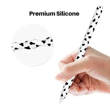 NIUTRENDZ Cow Print Case for Apple Pencil 2nd Generation Case Cover Silicone Protective Sleeve Skin Accessories with 10pcs Apple Pencil Tips Cover (Black)