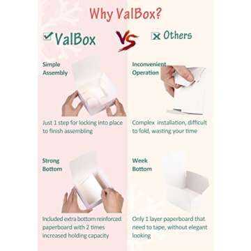 ValBox 8x8x4 Inches Gift Boxes 12 PCS White Paper Gift Boxes with Lids for Gifts, Wedding Present, Bridesmaid Proposal Box, Birthday Party Favor, Easy Assemble Box with 66ft Twine
