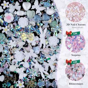 Kikonoke 100 Pieces 3D Resin Butterfly Bear Nail Charms for DIY Nail Art Decoration