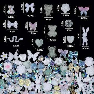 Kikonoke 100 Pieces 3D Resin Nail Charms for DIY Art