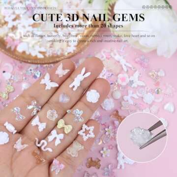 Kikonoke 100 Pieces 3D Resin Nail Charms for DIY Art