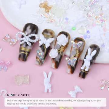 Kikonoke 100 Pieces 3D Resin Nail Charms for DIY Art