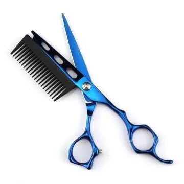 Professional Hairdressing Scissors with Detachable Comb, 2 in 1 Hair Scissors with Comb, 6 in Hair Scissors Professional, 2 in 1 Hair Scissors Hair Cutting Scissors with Comb (Blue-1)