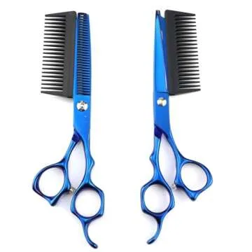 Professional Hairdressing Scissors with Detachable Comb, 2 in 1 Hair Scissors with Comb, 6 in Hair Scissors Professional, 2 in 1 Hair Scissors Hair Cutting Scissors with Comb (Blue-1)