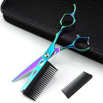 Professional Hairdressing Scissors with Detachable Comb, 2 in 1 Hair Scissors with Comb, 6 in Hair Scissors Professional, 2 in 1 Hair Scissors Hair Cutting Scissors with Comb (Blue-1)