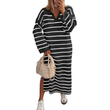 Cozy MEROKEETY Women’s Striped Sweater Dress for Fall