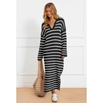 Cozy MEROKEETY Women’s Striped Sweater Dress for Fall