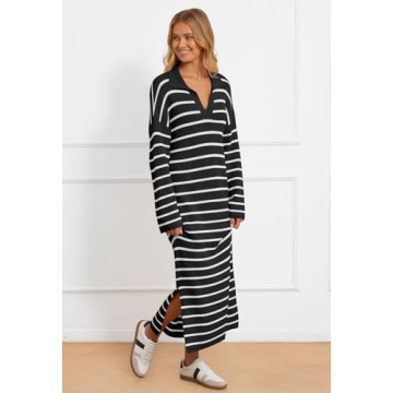 Cozy MEROKEETY Women’s Striped Sweater Dress for Fall