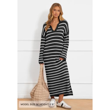 Cozy MEROKEETY Women’s Striped Sweater Dress for Fall