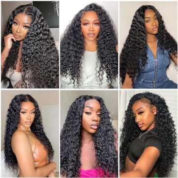 20inch Deep Wave Lace Frontal Wigs Human Hair 13x4 HD Transparent Deep Wave Frontal Wigs Human Hair Pre Plucked with Baby Hair 180% Density Deep Curly Lace Front Human Hair Wigs for Women (20inch)