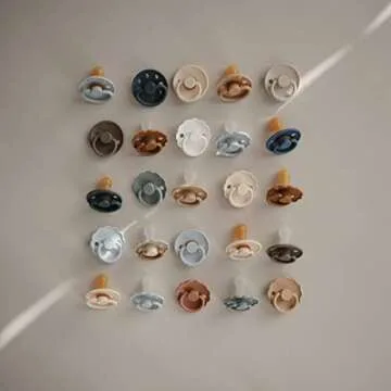 FRIGG Moon Natural Rubber Baby Pacifier | Made in Denmark | BPA-Free (Powder Blue/Slate, 0-6 Months) 2-Pack