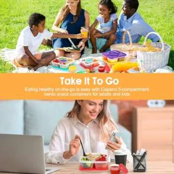 Caperci Bento Snack Box - Vibrant 5-Compartment Lunch Containers