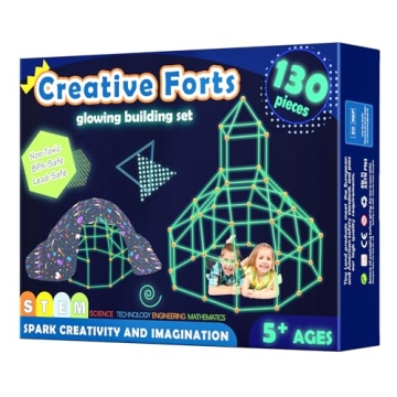 Tiny Land Glow Fort Building Kit for Kids | 130-Piece Indoor & Outdoor Construction Toy