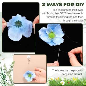 Lyrow 119 Pcs 3D Wildflower Greenery Leaf Hanging Spring Decor Woodland Colorful Floral Wild Flower Floating Decor DIY Wild Flower Plant Theme Birthday Wedding Party Favors Hanging Ceiling Decor