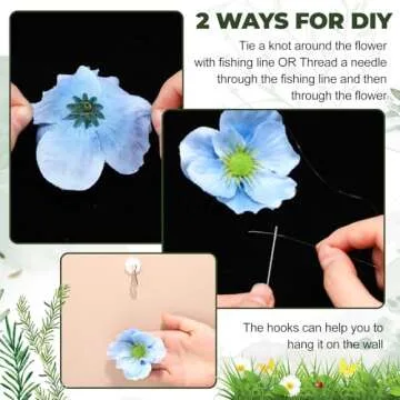 Lyrow 119 Pcs 3D Wildflower Greenery Leaf Hanging Spring Decor Woodland Colorful Floral Wild Flower Floating Decor DIY Wild Flower Plant Theme Birthday Wedding Party Favors Hanging Ceiling Decor