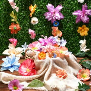 Lyrow 119 Pcs 3D Wildflower Greenery Leaf Hanging Spring Decor Woodland Colorful Floral Wild Flower Floating Decor DIY Wild Flower Plant Theme Birthday Wedding Party Favors Hanging Ceiling Decor