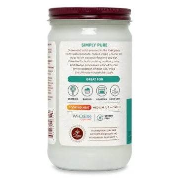 Nutiva Organic Virgin Coconut Oil in Glass Jar - 23 Ounce