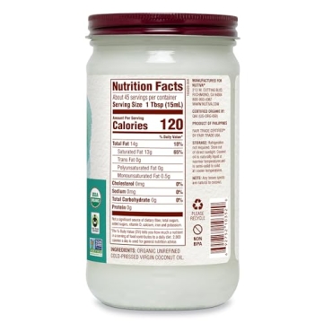 Nutiva Organic Virgin Coconut Oil in Glass Jar - 23 Ounce