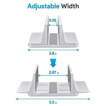 JARLINK Vertical Laptop Stand, Aluminum Laptop Holder Desktop Stand with Adjustable Dock Size (up to...