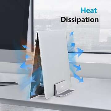 JARLINK Vertical Laptop Stand, Aluminum Laptop Holder Desktop Stand with Adjustable Dock Size (up to 17.3 inches) Compatible with All MacBook/Surface/Dell/Gaming Laptops (Silver)