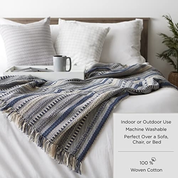 DII Woven Loop Throw Blanket 50x60 Off-White for Home Style