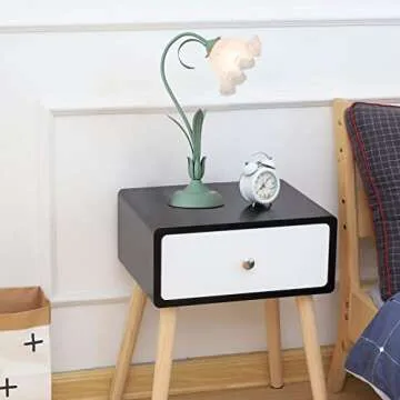 Eapmic Modern Bedside Lamp Stained Glass Flower Table Reading Lamps Nightstand Desk Lights, One-Light,19.6 inches Tall for Bedroom, Living Room, Office, Dresser (Green)