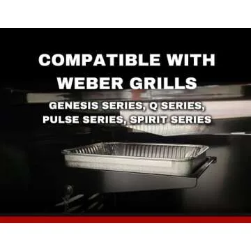 20 Pack Grease Drip Pan Liners | Compatible with Weber 6415, Genesis, Genesis II LX 200 300, Pulse, Q, Traveler, Spirit Gas Grills | Disposable Aluminum BBQ Drip Tray Replacement | 7.5 x 5 x 1.4 Inch