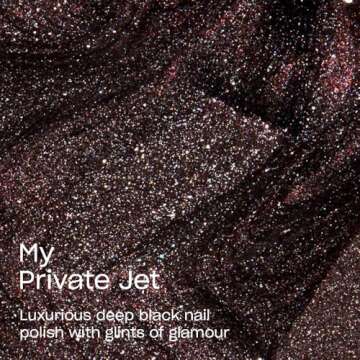 OPI Nail Lacquer My Private Jet | Opaque Dark Black Shimmer Chip Resistant Nail Polish | Vegan, Fast Drying, Streak Free