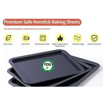 Amazqi Cookie Sheet Set of 3 - Nonstick Baking Sheet for Oven Dishwasher Safe - Non Toxic PFOA & PFOS Free Baking Pan - Easy Clean Thick Heavy Duty Carbon Steel (13/15/17In)