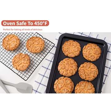 Amazqi Cookie Sheet Set of 3 - Nonstick Baking Sheet for Oven Dishwasher Safe - Non Toxic PFOA & PFOS Free Baking Pan - Easy Clean Thick Heavy Duty Carbon Steel (13/15/17In)