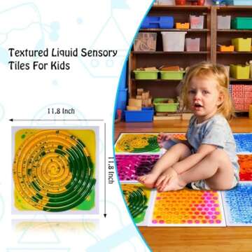 Onyoloy Sensory Floor Lava Tiles: Sensory Liquid Tiles Colorful Liquid Fusion Activity Play Mat, Tex...