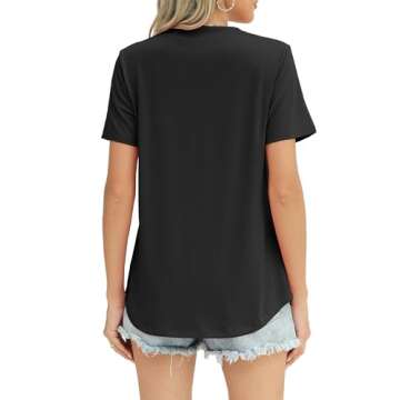 Summer Tops for Women 2024 Short Sleeve Tops for Women Loose Casual Blouses Fashion Black