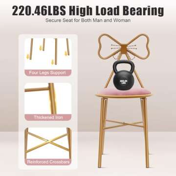 Cute Modern Vanity Chair with Butterfly Backrest & Cushion