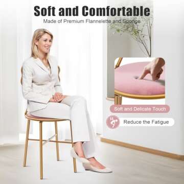 Cute Modern Vanity Chair with Butterfly Backrest & Cushion
