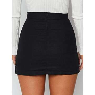 Justalwart Women's High Waist Mini Bodycon Skirt Short Wrap Skirt (XS, Black Skirt)