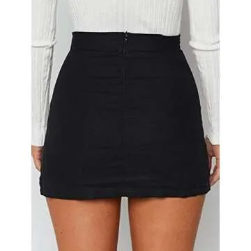 Justalwart Women's High Waist Mini Bodycon Skirt Short Wrap Skirt (XS, Black Skirt)