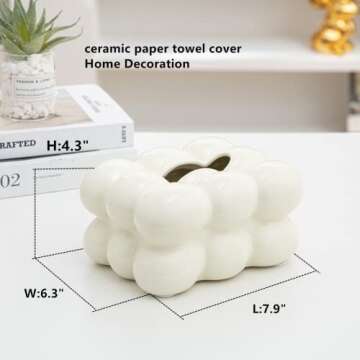 Anding Ceramic Tissue Box White, Vase Bathroom Vanity Top Ceramic Abstract Home Decor Shelf, Silver,...