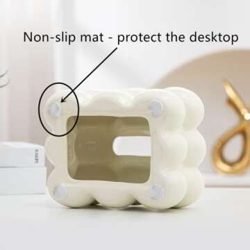 Anding Ceramic Tissue Box White, Vase Bathroom Vanity Top Ceramic Abstract Home Decor Shelf, Silver, White, Gold, (A1107 White)