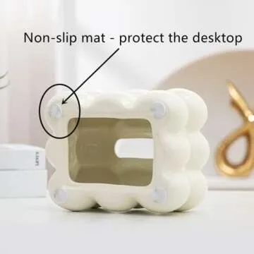 Anding Ceramic Tissue Box White, Vase Bathroom Vanity Top Ceramic Abstract Home Decor Shelf, Silver, White, Gold, (A1107 White)