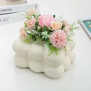 Anding Ceramic Tissue Box White, Vase Bathroom Vanity Top Ceramic Abstract Home Decor Shelf, Silver, White, Gold, (A1107 White)