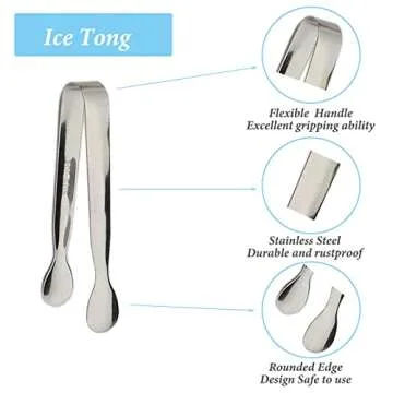 6PCS Ice Tongs Mini Sugar Tongs 4.25Inch Stainless Steel Small Serving Tongs, Small Kitchen Tiny Tongs for Appetizers,Tea Party, Coffee Bar, Desserts by Sunenlyst (Silver)
