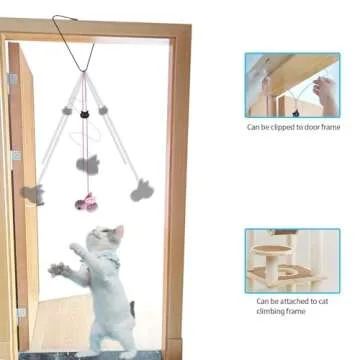 Cat Toys Interactive for Indoor Cats,2PCS Retractable Cat Wand Toys,9PCS Teaser Toys&1PCS Hanging Door Lure Cat Toy,Interactive Feather Toy for Teaser Play and Chase Exercise with Kitten