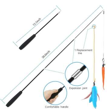 Cat Toys Interactive for Indoor Cats,2PCS Retractable Cat Wand Toys,9PCS Teaser Toys&1PCS Hanging Door Lure Cat Toy,Interactive Feather Toy for Teaser Play and Chase Exercise with Kitten